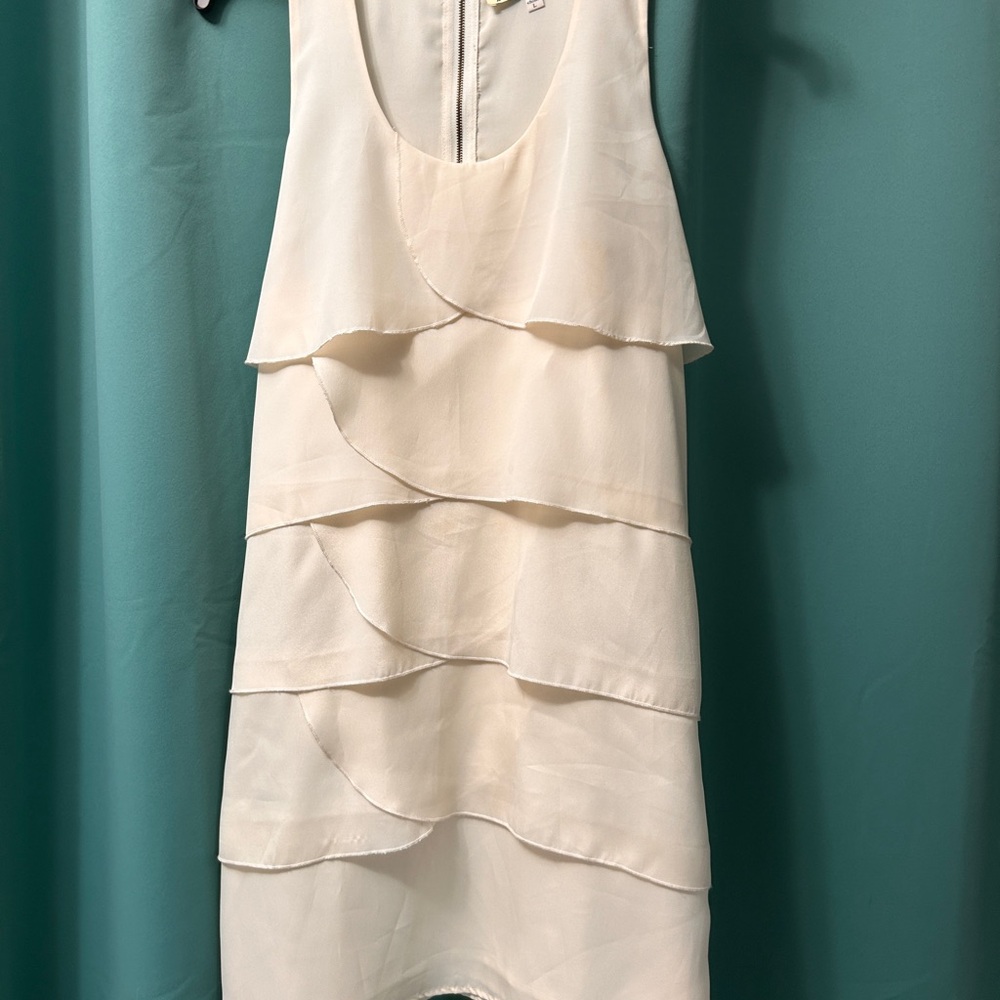 Elegant Cream Tiered Mini Dress
